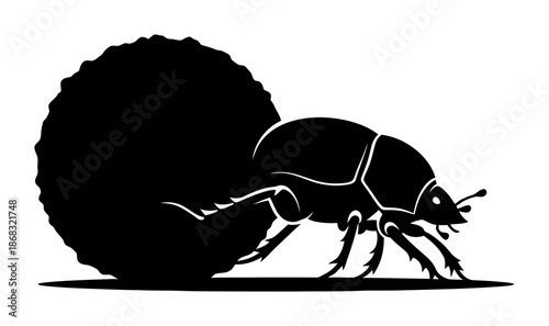Dung Beetle Silhouette - Minimalist Vector Illustration