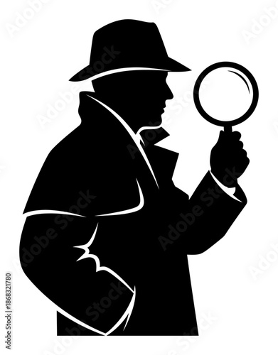 Detective Silhouette - Magnifying Glass Vector