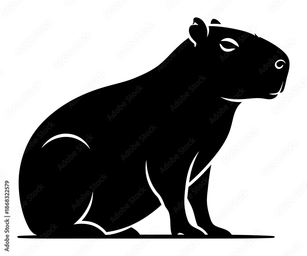 Fototapeta premium Capybara Silhouette - Minimalist Vector Illustration