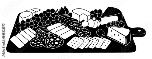Charcuterie Board Vector - Minimalist Silhouette