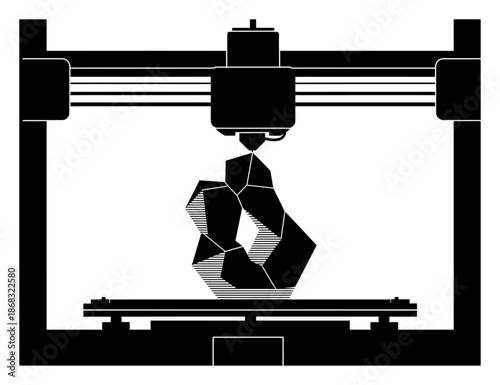 3D Printing Silhouette - Minimalist Vector Illustration