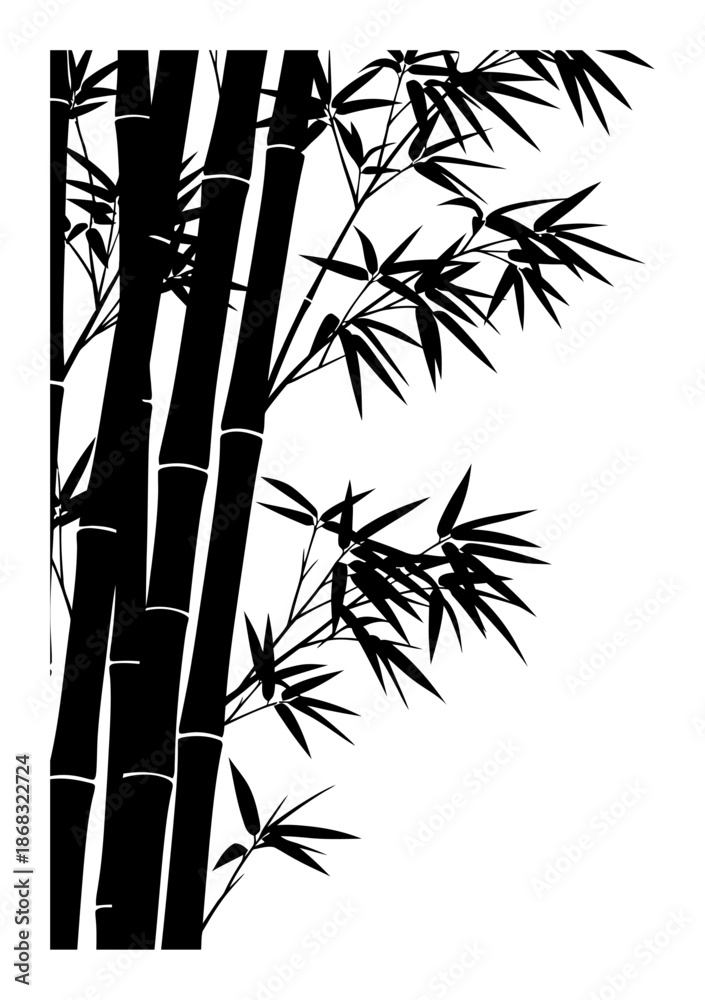 Naklejka premium Bamboo Silhouette - Minimalist Vector Illustration