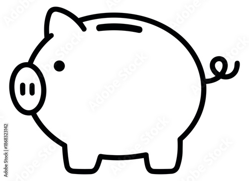 Simple line art illustration of a piggy bank symbolizing savings for financial education