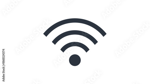 Wi-Fi Symbol Icon, Representing Wireless Internet Signal and Connectivity on Isolated White Background