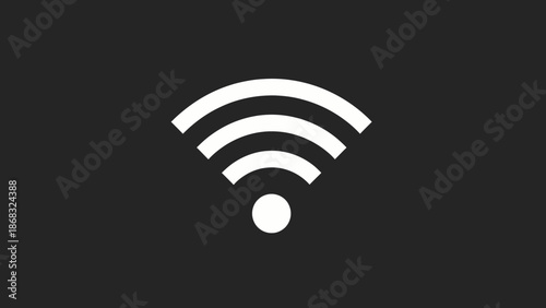 Strong Wifi Signal Icon on Dark Grey Studio Background