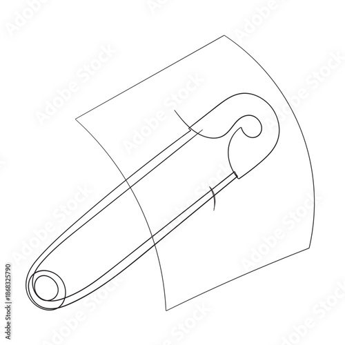 Safety Pin continuous line drawing for Art Illustration Logo
