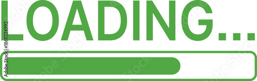 Green loading bar and text on white background progress bar waiting