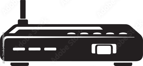 Black and white image of a wireless router