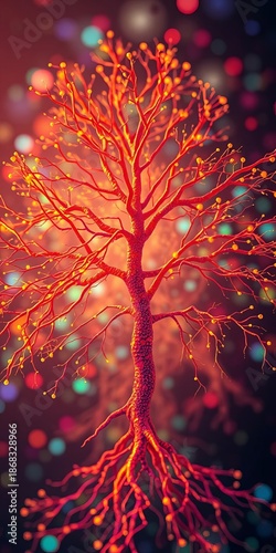 Abstract neural network branches like a tree, representing knowledge and growth,  connection,  innovation