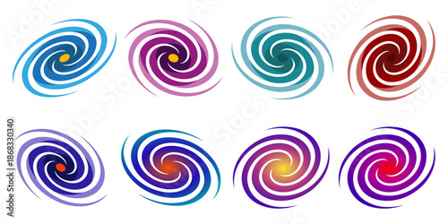 Spiral galaxy with multicolor glowing arms, cosmic abstract space artwork