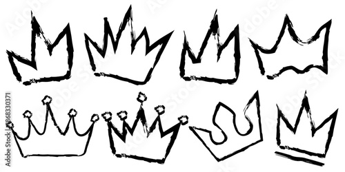 Handdrawn crown illustrations with sketch style, abstract royal symbol artwork collection