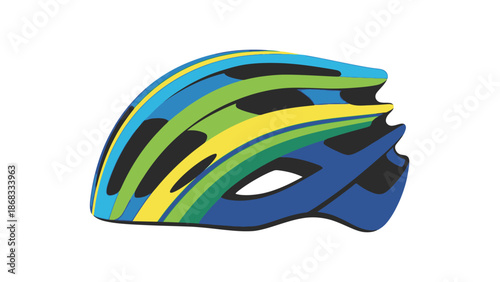 Colorful bicycle helmet isolated on white background for safety and protection