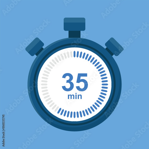 35 minutes timer, stopwatch vector icon. Stopwatch icon in flat style. Vector stock illustration.