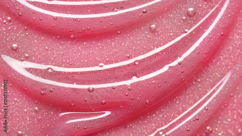 Sparkling Pink Lip Gloss Texture with Glitter and Bubbles