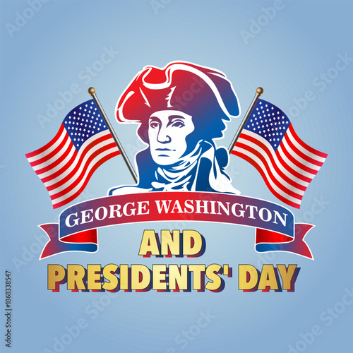 George Washington, Happy President's Day. Banner vector illustration