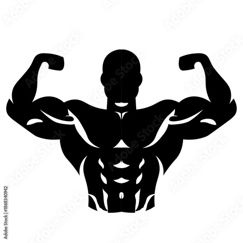 bodybuilder silhouette,Fitness Silhouette for Gym Branding,Muscular Bodybuilder Silhouette