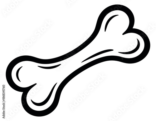 Line art illustration of a bone depicting a classic design for pet and animal related projects