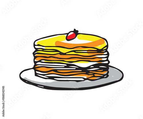 Stack of pancakes on a plate vector illustration