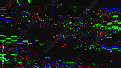 Glitch Error Background with RGB Digital Noise. Distorted Screen