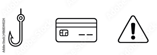 Phishing alert: credit card security and fraud prevention icons
