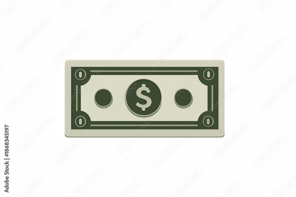 Fototapeta premium Paper dollar bill icon — cutout