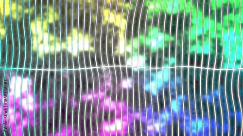 Dynamic Iridescent Wavy Grid With Shimmering Bokeh Background Loop. Colorful Wavy Grid Lines On Blurred Bokeh Background  Abstract Looping Motion Graphic  Vibrant Neon Rainbow Pattern