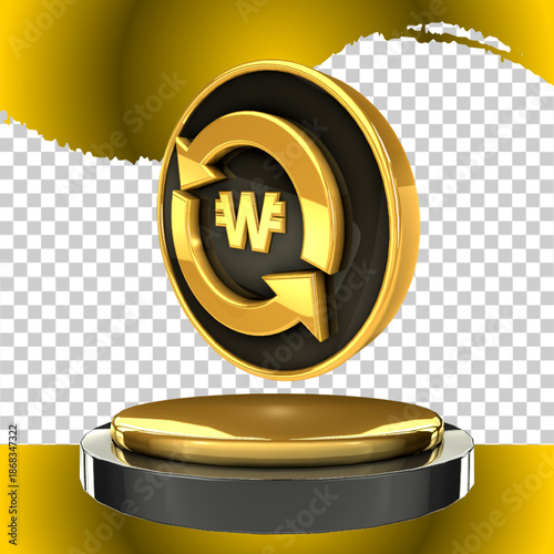 luxury gold icon won 3d render right side view