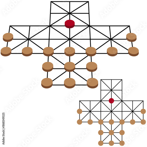Fox and Geese game vector.