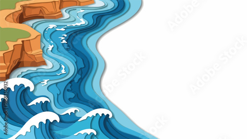 Coastal Landscape with Vibrant Waves and Sandy Cliff for Australia Day Festival Poster, Event Promotion, Marketing Materials, and Creative Designs