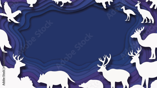 Layered Design of Animal Silhouettes with Dark Background for Nature Blogs, Educational Materials, Environmental Awareness, Wildlife Conservation Content, and Eco-Friendly Initiatives