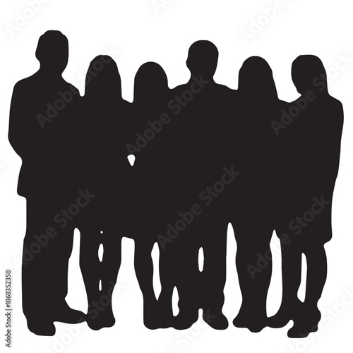 Business people silhouettes, group of standing business men and women
