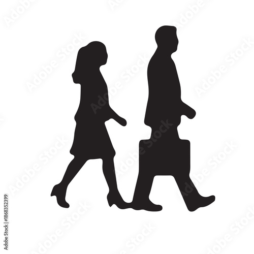 Business people silhouettes, group of standing business men and women
