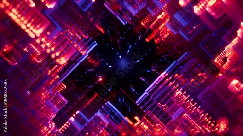 futuristic digital tunnel with dots motion background loop animated
