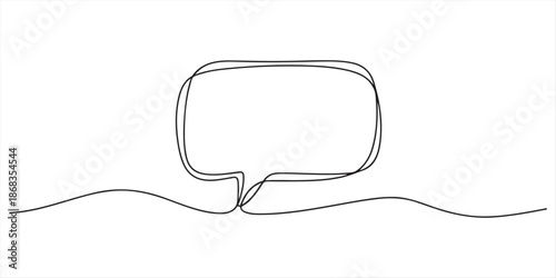 Speech bubble continuous one line art drawing dual conversation dialogue speech bubble vector illustration, Two speech bubble continuous one line art, Speech bubble continuous one line art drawing