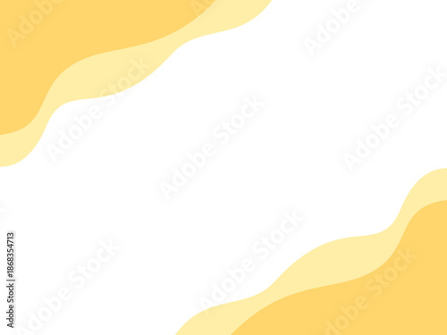 Vector illustration of Frame background with overlapping fluid shapes at the top left and bottom right (yellow)