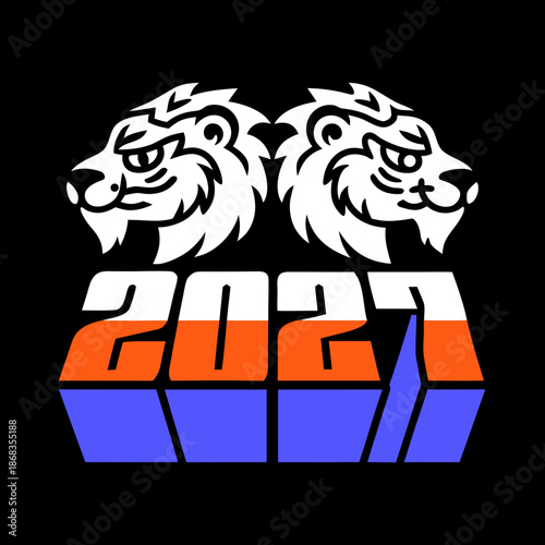 Two lions above 2021