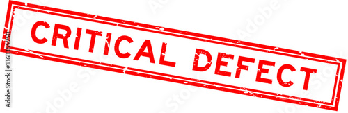 Foto Grunge red critical defect word square rubber seal stamp on white background