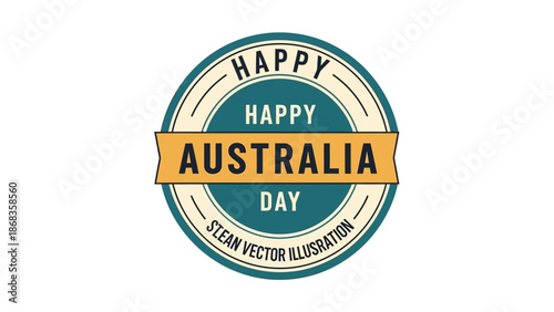 Vintage style celebratory badge for an Australian national event, featuring a festive design with retro typography and patriotic colors, perfect for recognition and pride
