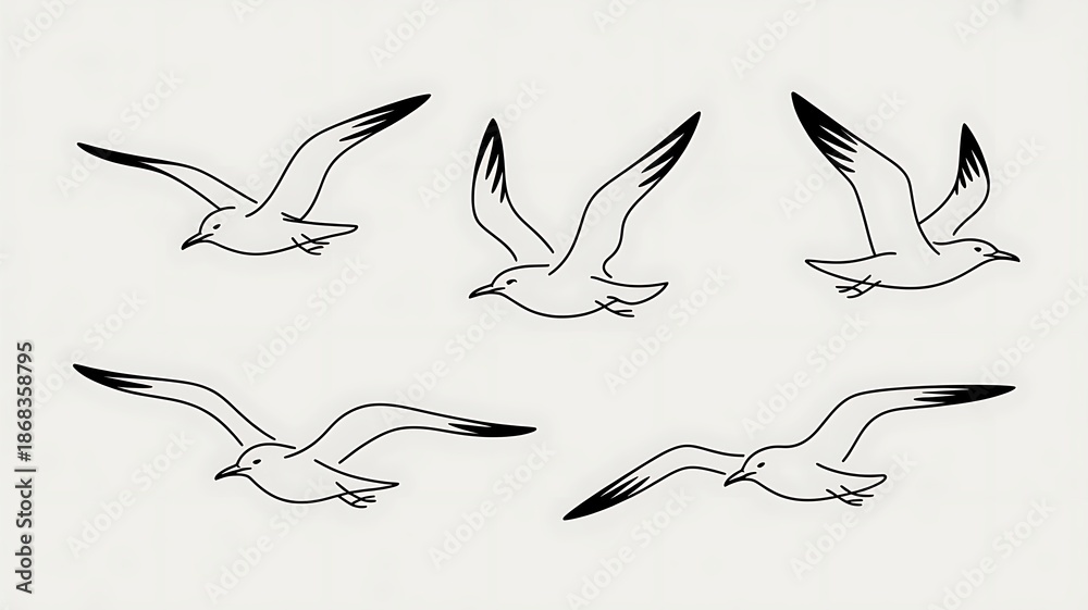Obraz premium vector illustration of a set of birds
