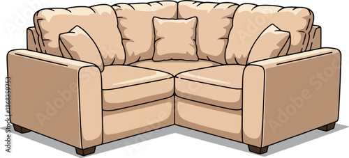 Brown L shaped sectional sofa furniture.