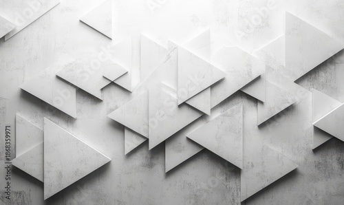 Abstract white background with texture pattern, layered geometric triangle shapes, white and grey glossy squares, abstract tech banner design. Graphic design element stripes concept for web, flyer