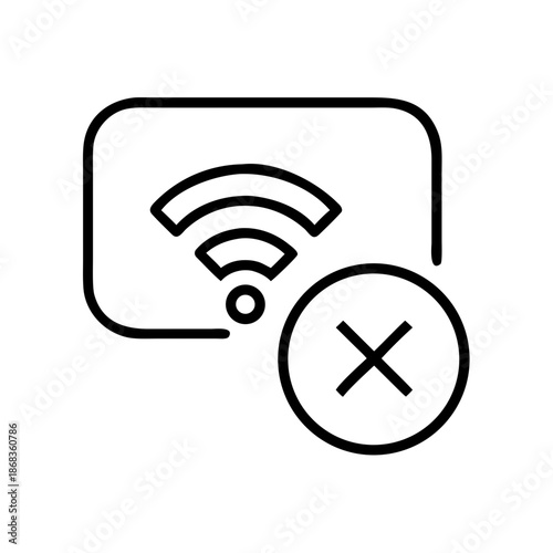 Service unavailable line icon, black outline error and downtime symbol