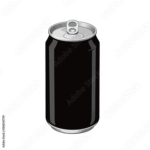 Black soda can with silver top ring