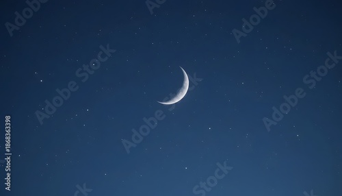 Crescent Moon in Clear Night Sky
