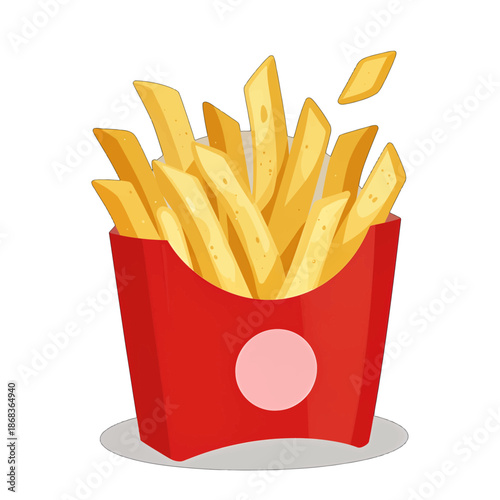 French fries in a red serving container.