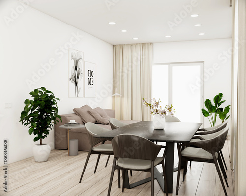 Wallpaper Mural modern dining room with dining table Torontodigital.ca