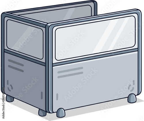 Two small grey metal storage boxes.