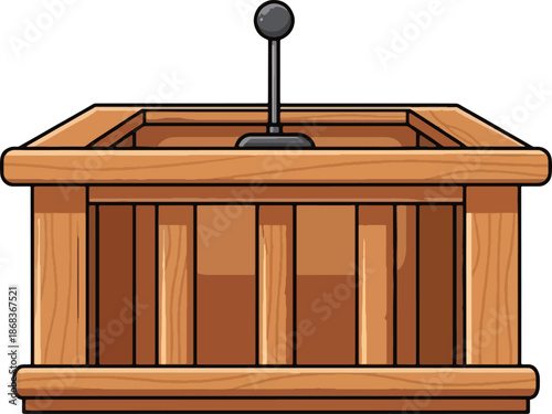 Wooden box with handle on top.