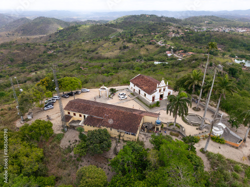 Aerial view of historic church complex in Bananeiras Paraiba Brazil