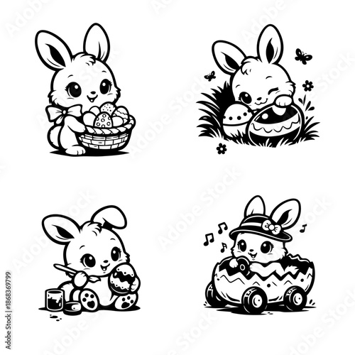 Osterhasen Set Outlines